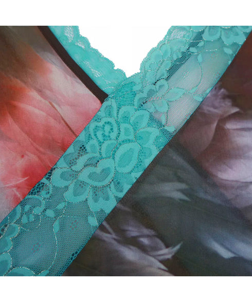 Feather Print Blocking Dress