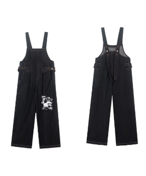 Wide-leg Denim Overalls
