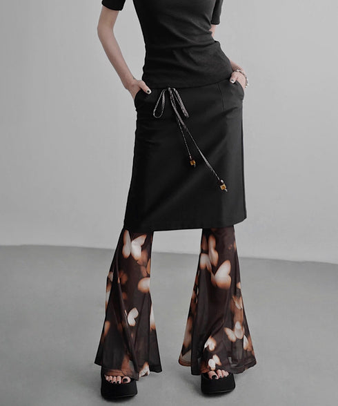 Braided Belt Straight Skirt