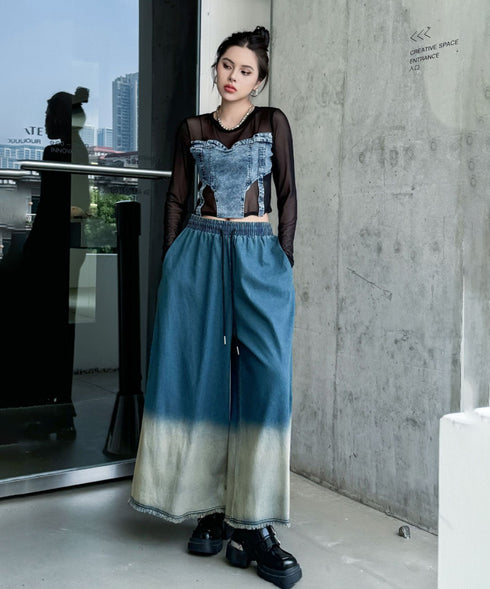 Gradient Contrast Color Denim