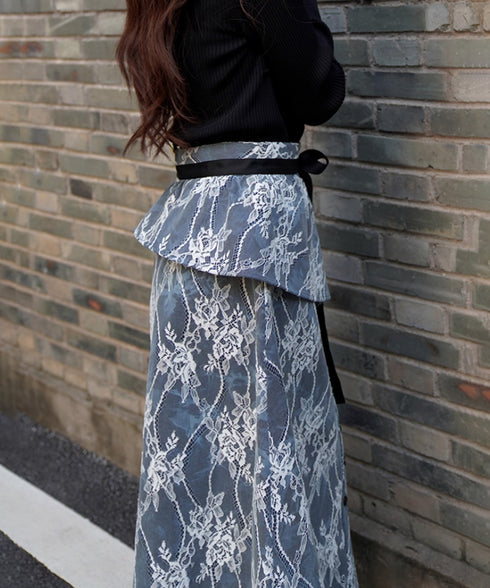 Layered Panel Check Wrap Skirt