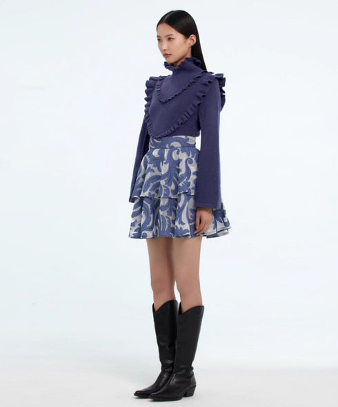 Ruffle Shoulder Knit Top