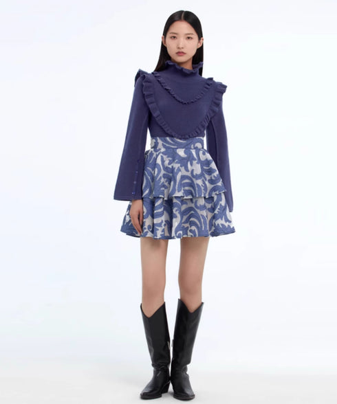 Vintage Jacquard Tiered Skirt