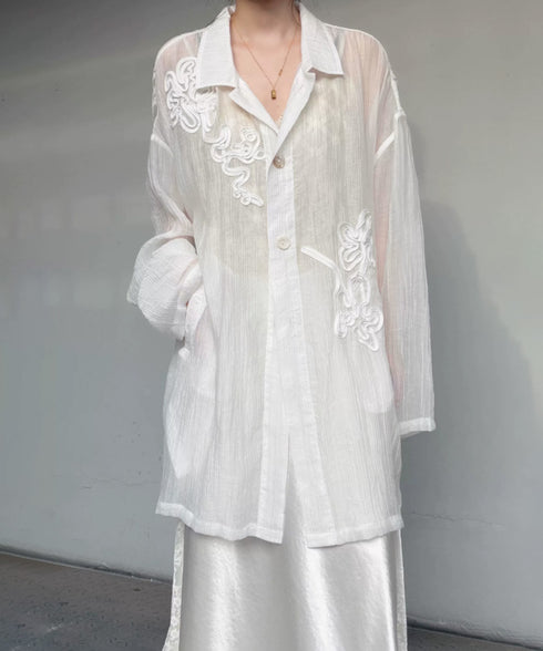 Cord Motif Long Blouse