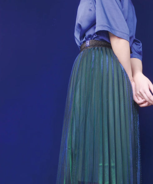 Polarized Pleated Flare Skirt