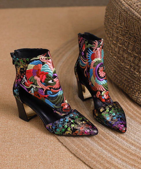 Ornate Sequin Tapestry Heels