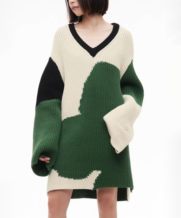 Abstract Pattern Oversized Knit Sweater