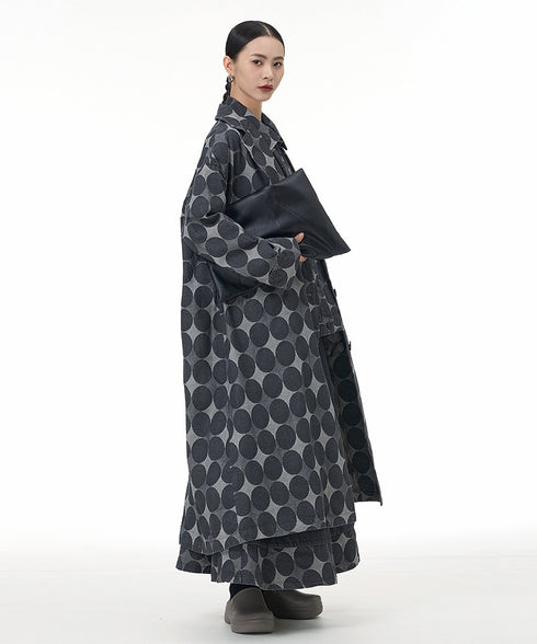Dot Jacquard Long Coat