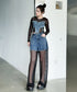 Splicing Mesh Denim