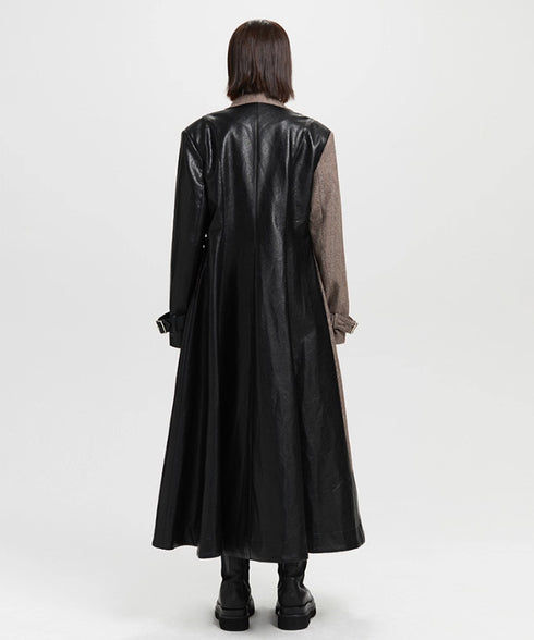 Ribbon Patchwork Faux Leather Jacket