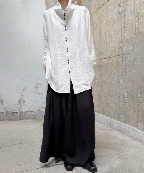 Column Button Long Blouse