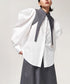 Layered Collar Puff Sleeve Blouse