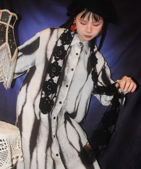 Monochrome Shadow Shirt Dress