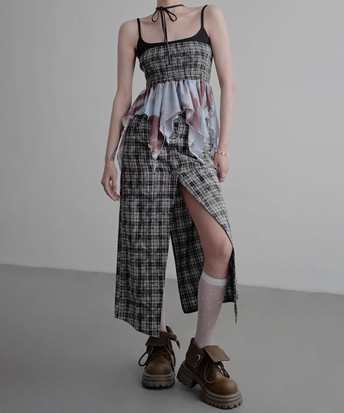 Smocked Draped Hem Halter Top