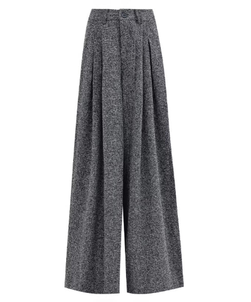 Tweed Tuck Wide Slacks