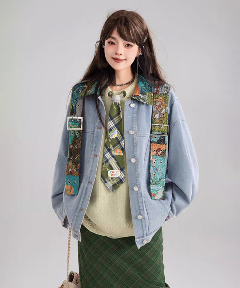 Jacquard Stitch Denim Jacket