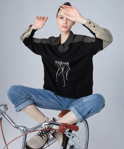 Gradient Check Layered Knit Shirt