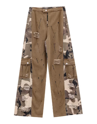 Camouflage Docking Wide Cargo Pants
