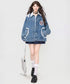 Lace Collar Butterfly Denim Jacket