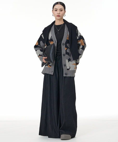 Abstract Pattern Knit Cardigan