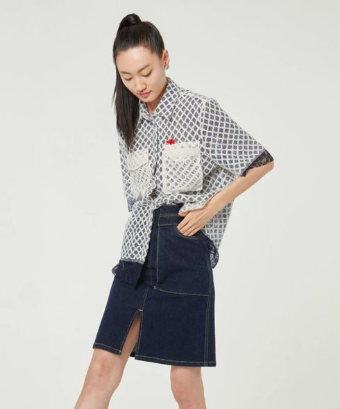 Lattice Veil Blouse