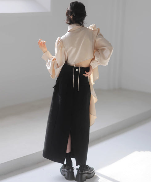 Side Long Frill Cropped Blouse