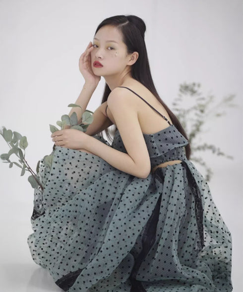 Hollow Waist Polka Dot Tutu Dress