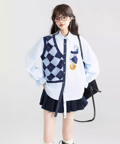 Faux Two-piece Blouse