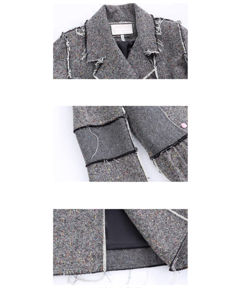 Raw Edge Paneled Long Coat