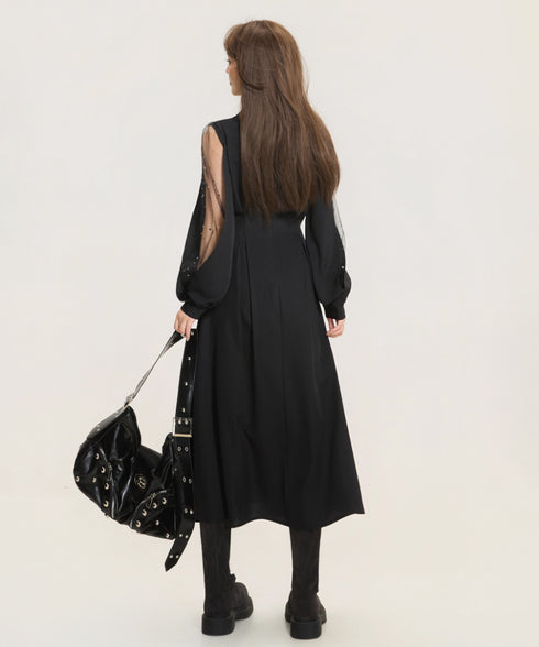 Sheer Sleeve Lace-Up Dress Series