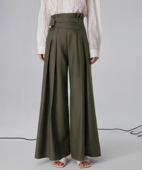 High Waist Pleated Wide Pants