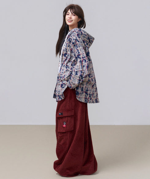 Washed Check Hooded Jacket