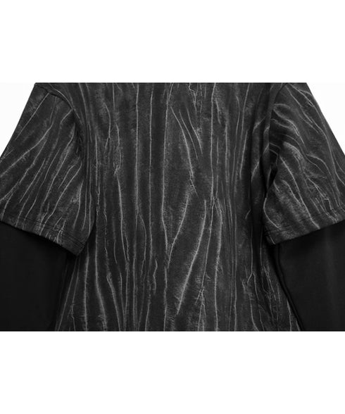 Faux Two-piece High Collar Top