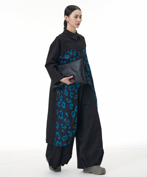 Leopard Panel Long Blouse