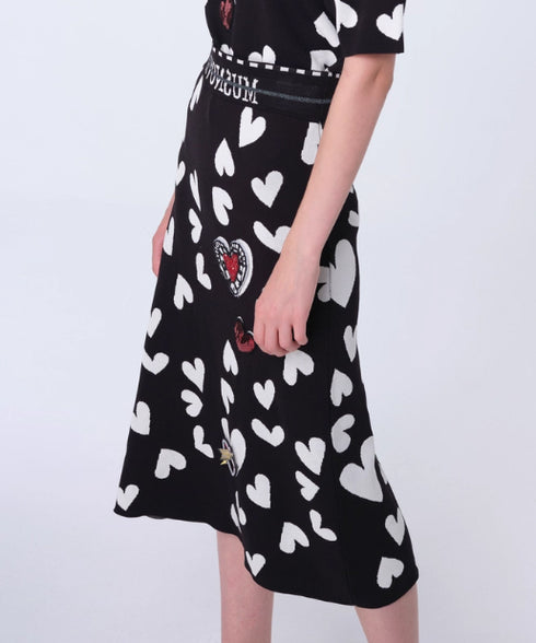 Heart Pattern Knit Skirt