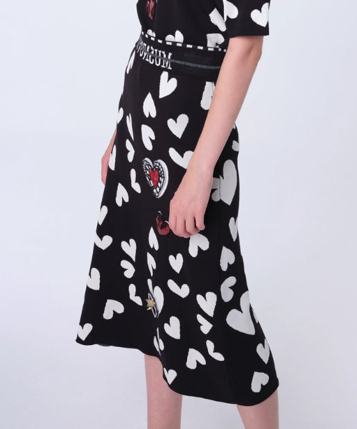 Heart Pattern Knit Skirt