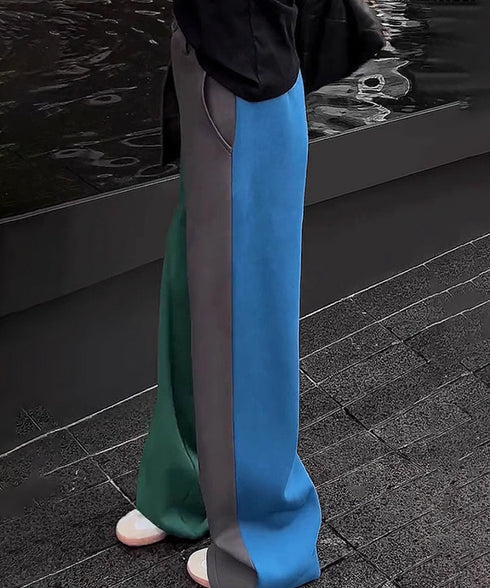 Contrast Color Straight Pants