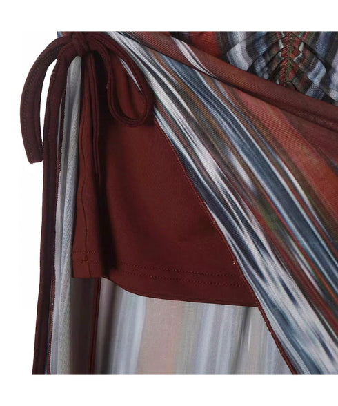 Striped Slit Drawstring Skirt