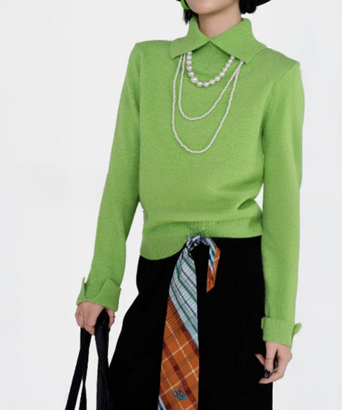 High Collar Slim Knit Top