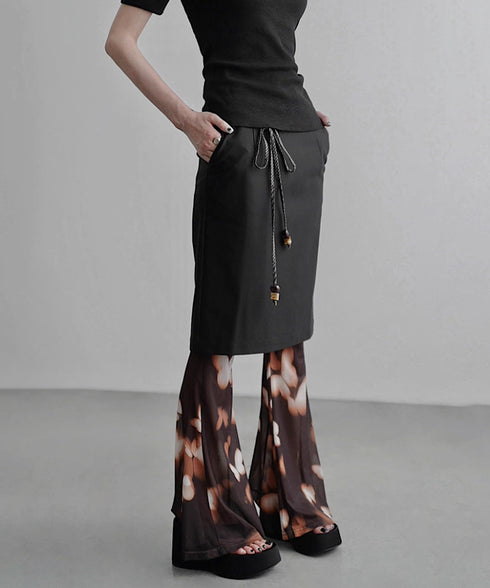 Braided Belt Straight Skirt