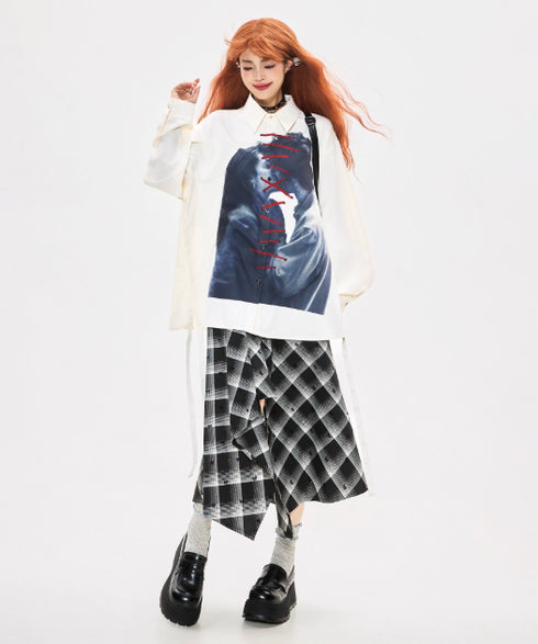 Check Draped Layer Skirt