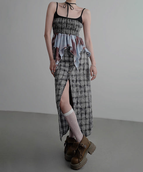 Smocked Draped Hem Halter Top