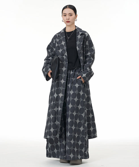 Dot Jacquard Long Coat