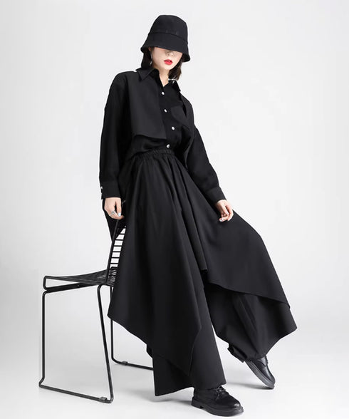 Draped Wide Leg Pants