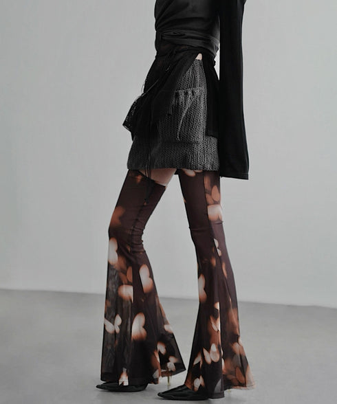 Mesh Suspender Flared Pants