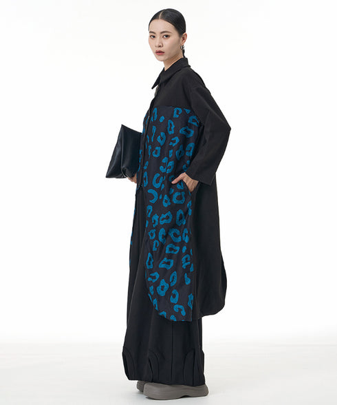 Leopard Panel Long Blouse