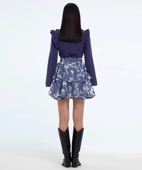 Vintage Jacquard Tiered Skirt