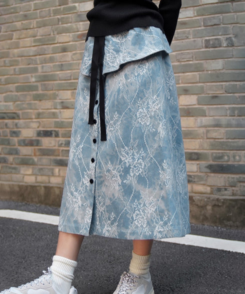 Layered Panel Check Wrap Skirt