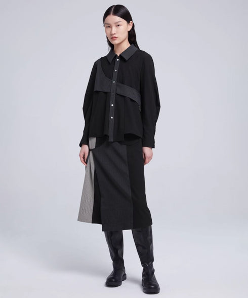 Ribbon Patchwork Faux Leather Jacket