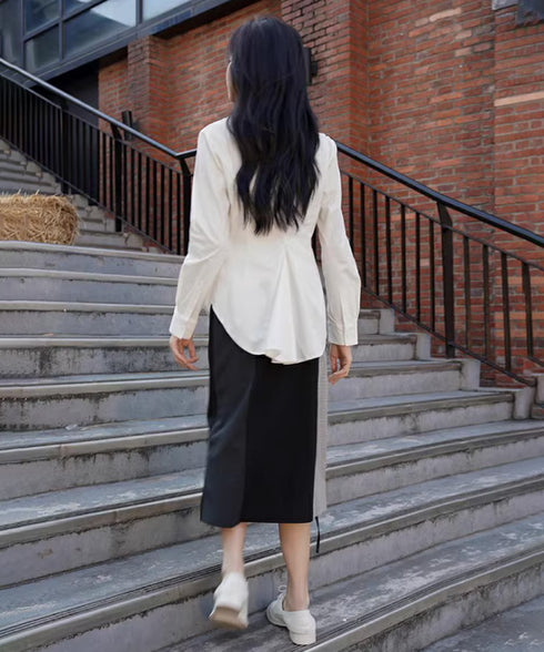 Layered Panel Check Wrap Skirt